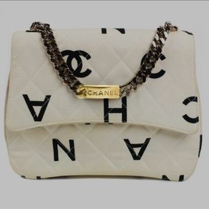 Chanel Single Flap Jersey Print with Nameplate Chain